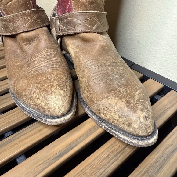 Frye Size 9.5B Billy Harness Redwood Women's Leather Cowboy Boots - Picture 4 of 9